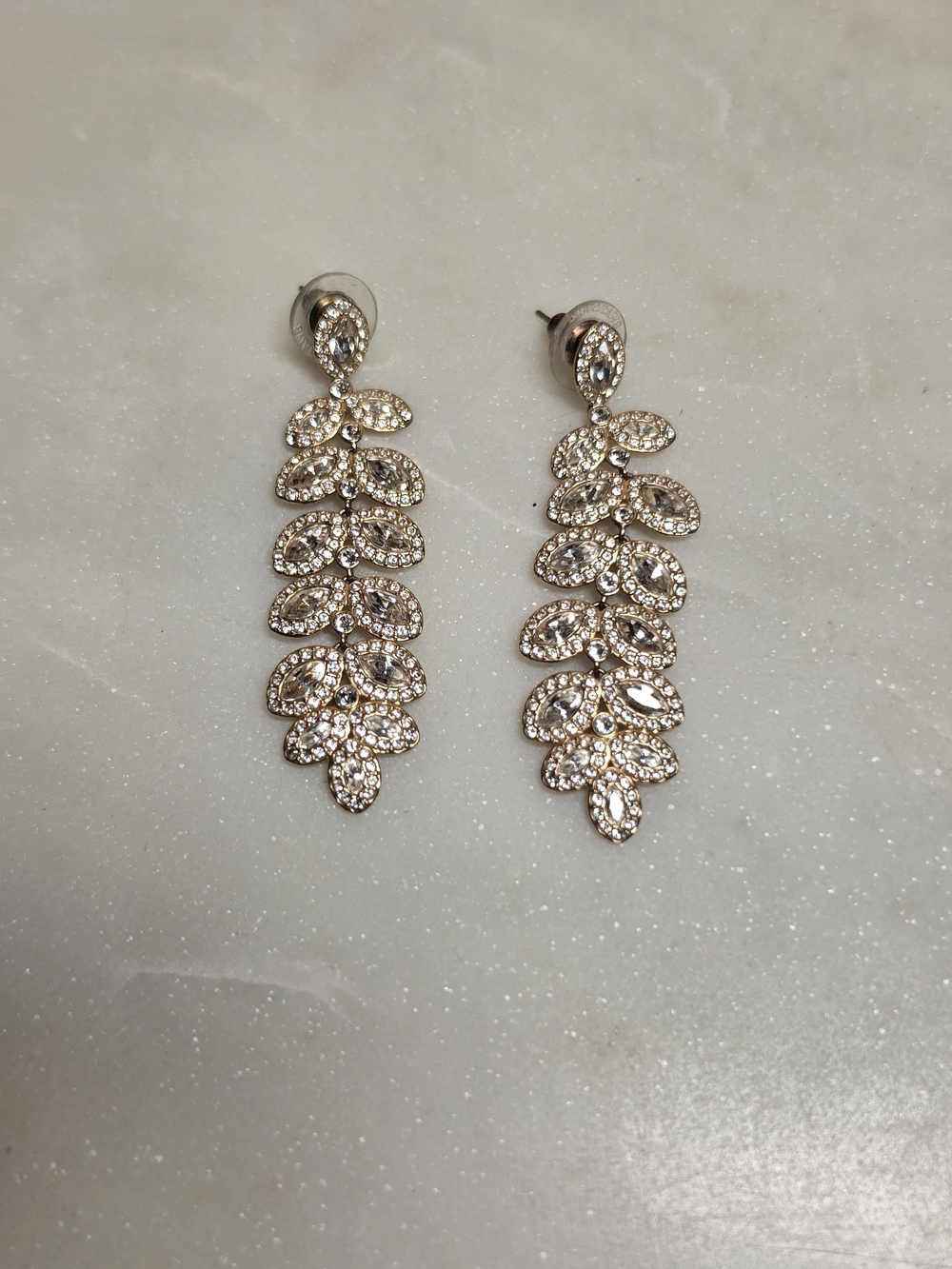Swarovski Earrings - Gold-Tone Crystal Cascading Leaf Statement Earrings - Picture 2 of 5